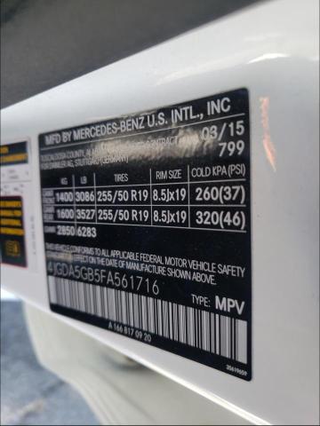 Mercedes ML 400 2015 White vin: 4JGDA5GB5FA561716