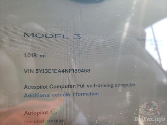 Tesla Model 3 2022 Black vin: 5YJ3E1EA4NF189458