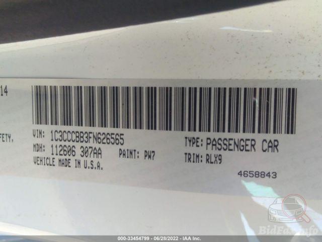 Chrysler 200 2015 White vin: 1C3CCCBB3FN626565