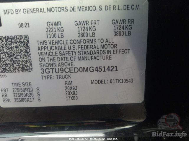 Gmc Sierra 2021 Black vin: 3GTU9CED0MG451421